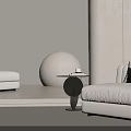 White Single Sofa With Black Cushion In Modern Minimalist Interior And Round Side Table 3d model