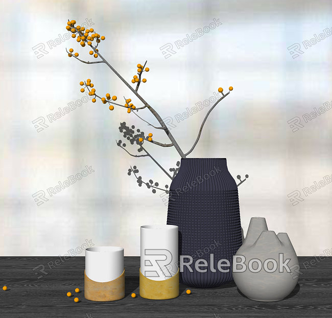 Modern vase floral ornaments combination model