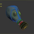 Green Gas Mask With Two Circular Lenses And Bottom Filter Canister Design
