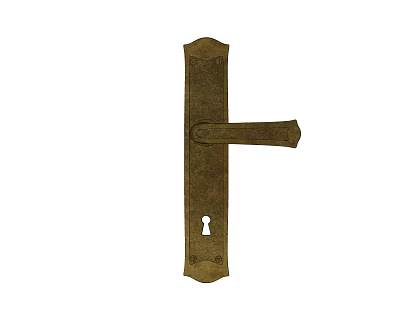 Classic Vintage Brass Door Handle With Keyhole And Decorative Edge Design 3d model