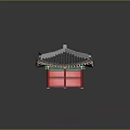 Traditional Ancient Chinese Architecture with Gray Tiled Roof Red Pillars and Curved Eaves Design