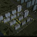 Aerial View Planning of Modern Residential Complex with High Rise Buildings Green Spaces And Roads