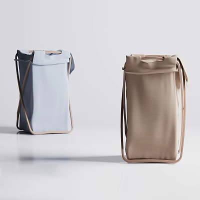 Light Blue And Beige Fabric Storage Baskets With Handles For Home Organization 3d model Light Blue And Beige Fabric Storage Baskets With Handles For Home Organization 3d model