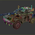 Military Armored Vehicle With Camouflage Paint Cannon Turret And Tactical Equipment