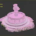 Traditional Stone Lion Fountain With Circular Base Carved Patterns And Green Grass
