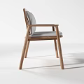 Modern Minimalist Armchair Featuring Wooden Frame Gray Cushion And Backrest