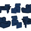 Stylish Blue Single Sofa Collection With Various Modern Designs And Comfortable Seats 3d model