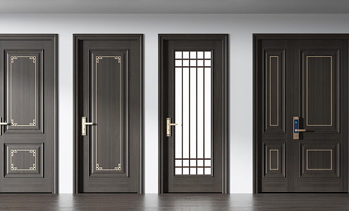 New Chinese Style Flat Door 3d model