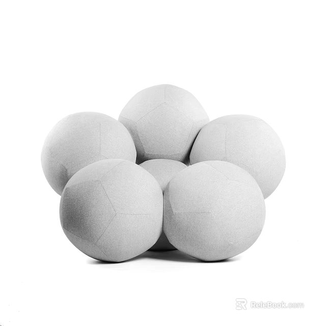White Round Bean Bag Chairs Stacked Together In Minimalist Design Comfortable Soft Seating 3d model 