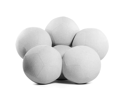 White Round Bean Bag Chairs Stacked Together In Minimalist Design Comfortable Soft Seating 3d model