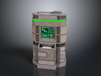 Self service Electronic Appliance Gray Casing Green Circular Light Strip Display Screen Paper Outlet 3d model