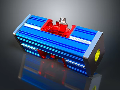 Blue And Red Mechanical Component With Shiny Metal Structure And Industrial Design 3d model