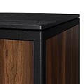 Modern Entryway Cabinet and Sideboard Design With Wooden Texture Metal Handles And Black Frame