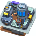 Cartoon Futuristic Mechanical Scene With Blue Glowing Core Control Panel And Pipes