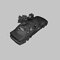 Wreck car with engine 3d model