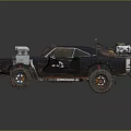 Rusty Modified Vintage Muscle Car With Roof Spare Tire Off-Road Tires And Side Number 42
