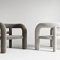 Modern Accent Chairs With Curved Armrests And Upholstered Fabric Seats In Neutral Tones