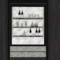 Modern Built in Wine Rack With Wine Bottles Glasses And Marble Background