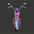 Colorful Vibrant Artistic Toy Motorcycle With Pink Body And Multicolored Wheels