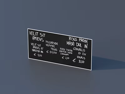 Black Hanging Sign With Text And Price Information For Home Decoration 3d model