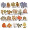 Landscape tree color leaf tree flower shrub street tree red maple crape myrtle cherry blossom ginkgo magnolia 3d model