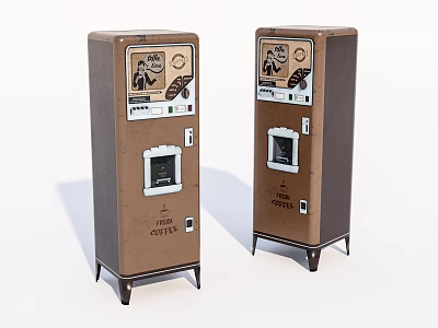 Vintage Brown Coffee Vending Machines As Public Facility With Classic Design 3d model
