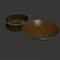 Hand Carved Terracotta Bowls And Plates With Rustic Brown Surface Design