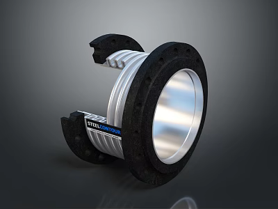 High Quality VITALFLEX Industrial Bellows With Metal Corrugated Design And Black Flange 3d model