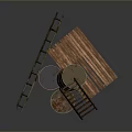 Rustic Industrial Scenery Featuring Colorful Barrels Wooden Platform And Ladder