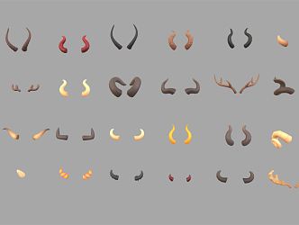 Modern antlers antler animal ears cartoon horn antlers series 3d model