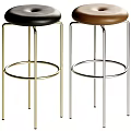 Sleek Modern Bar Stools With Black Brown Seats Gold Silver Metal Frames And Round Footrests