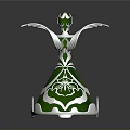 Green Decorative Figurine With Silver Winged Design For Home Decoration