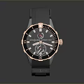 Modern Black Silicone Strap Watch With Rose Gold Case And Dark Dial 3d model