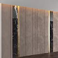 Modern Wall Design With Gray Panels Black Marble Inlays And Gold Trim