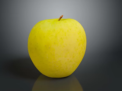 Fresh Yellow Apple With Shiny Surface On Dark Background For Healthy Snack 3d model