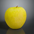 Fresh Yellow Apple With Shiny Surface On Dark Background For Healthy Snack