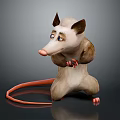 3D Rendered Cartoon Opossum Character in Standing Pose With Long Pink Tail