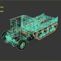 Vintage Orange Tracked Truck With Wooden Bed And Worn Exterior