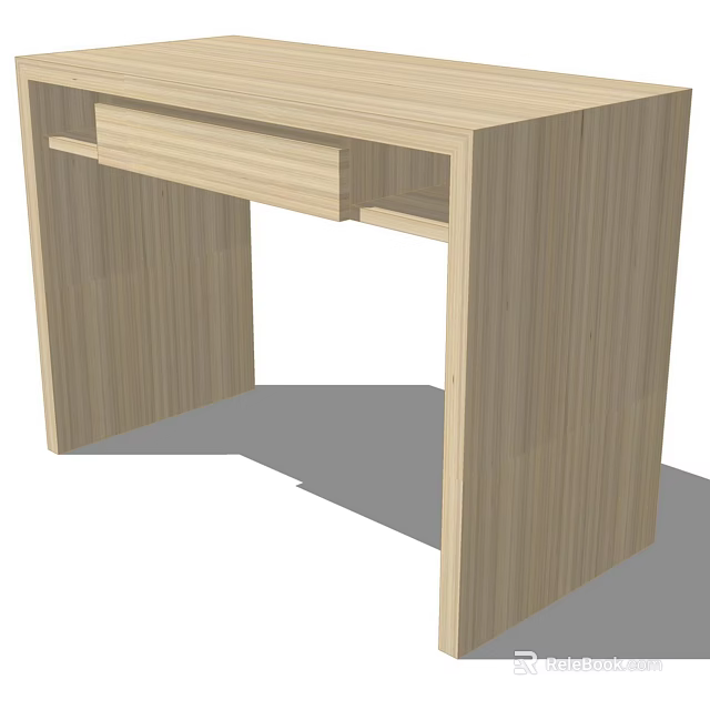 Minimalist Light Wood Dining Table With Simple Design And Drawer Structure 3d model 