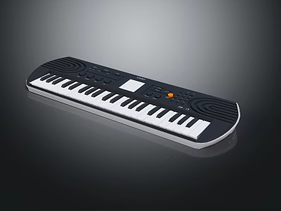 White And Black Electronic Musical Keyboard With Piano Keys Control Panel And Speakers 3d model