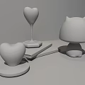 Cute Pink Cat Shaped Table Lamp with Heart Shaped Mirror and Blue Book