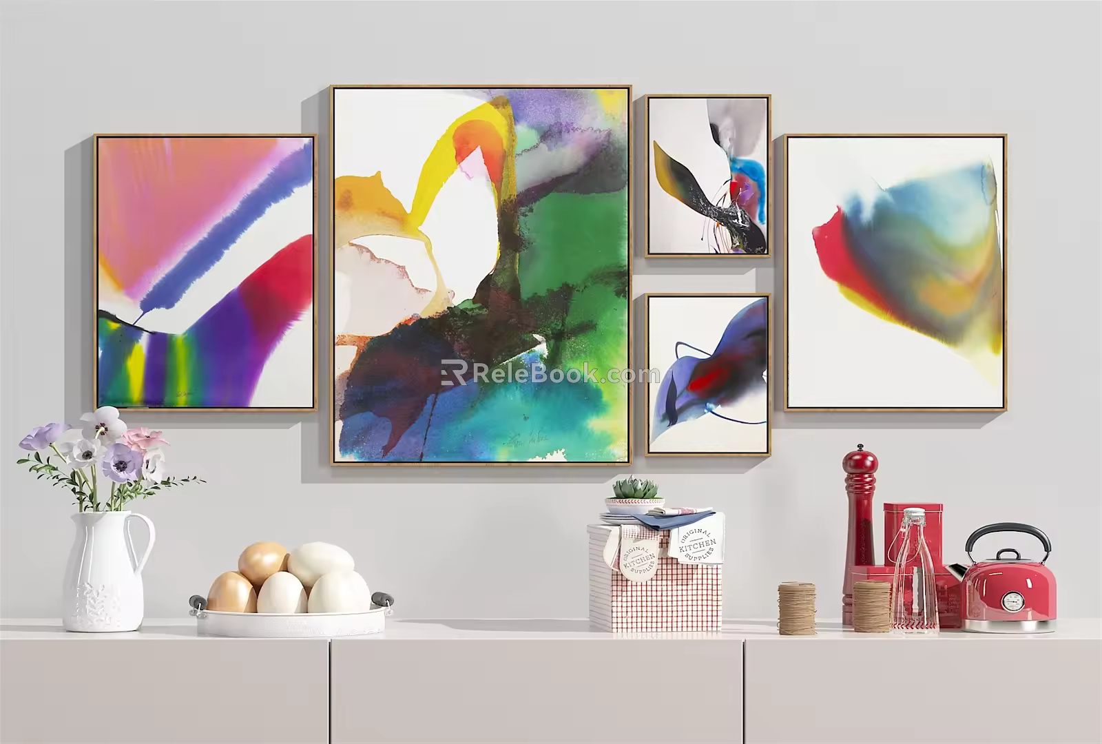 Modern Abstract Painting Abstract Hanging Painting Combination Ornaments 3d model