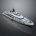 Luxury White Superyacht With Spacious Deck Modern Design And Water Reflection