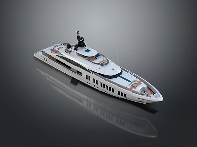Luxury White Superyacht With Spacious Deck Modern Design And Water Reflection 3d model