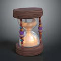 Wooden Hourglass Decorative Furniture With Glass Center And Colorful Bead Accents On Sides