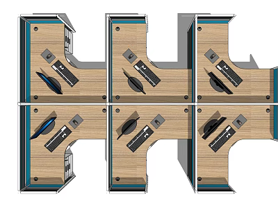 Modern Office Desk Design With Wooden Desktop Surface And Metal Frame Drawer Storage 3d model