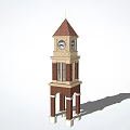Red Brick Clock Tower Featuring Two Faced Clocks And Column Base Design