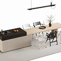 Modern Bar Counter With Black Sink Oranges Light Top White Black Chairs And Hanging Light