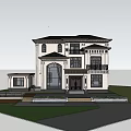 Elegant Detached Villa Exterior Design With Large Windows Stone Facade And Green Plants