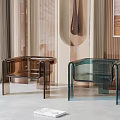 Amber And Green Transparent Acrylic Lounge Chairs In Modern Indoor Decor